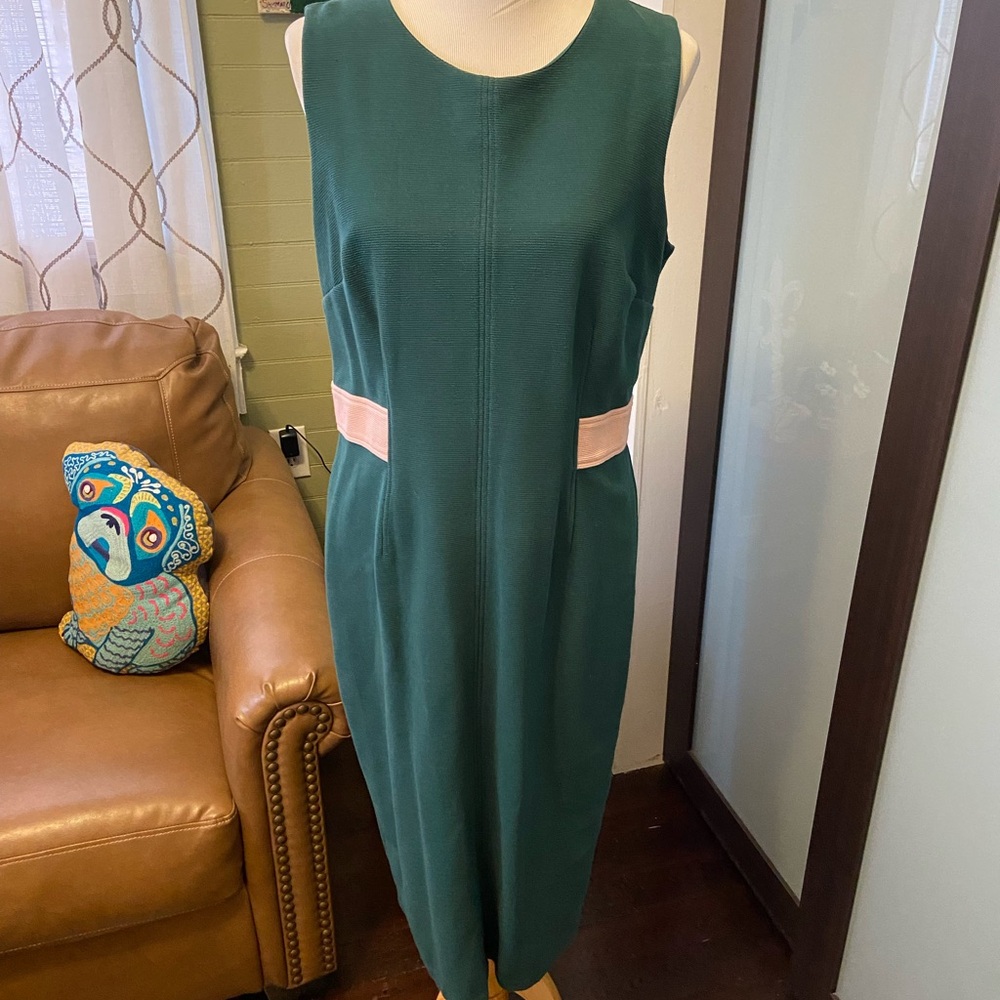 Boden Green Sleeveless Sheath Dress Midi Scoop Neck